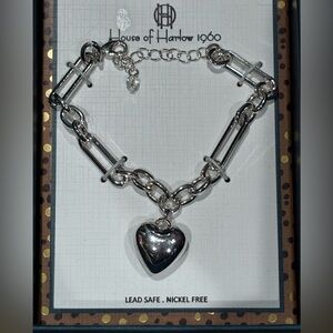 NIB House of Harlow 1960 Silver Heart Bracelet
